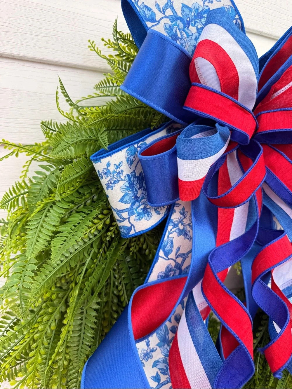 Patriotic Beaded Grass Wreath, 4th of July Decor